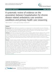 A systematic review of evidence on the association between hospitalisation for chronic disease related ambulatory care sensitive conditions and primary health care resourcing