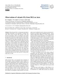 Atmos. Meas. Tech., 8, 195–209, 2015 www.atmos-meas-tech.netdoi:amt © Author(sCC Attribution 3.0 License.  Observations of volcanic SO2 from MLS on Aura