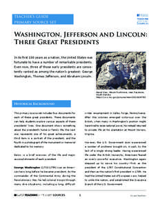 Teacher Guide: Washington, Jefferson and Lincoln: Three Great Presidents