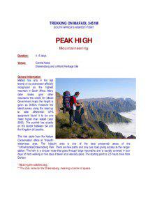 TREKKING ON MAFADI, 3451M SOUTH AFRICA’S HIGHEST POINT