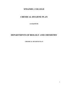 McDANIEL COLLEGE  CHEMICAL HYGIENE PLAN (revised 8/14)