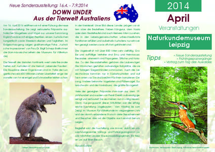 2014  Neue Sonderausstellung: [removed]DOWN UNDER Aus der Tierwelt Australiens