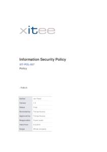 Information Security Policy XIT-POL-007 Policy - PUBLIC-