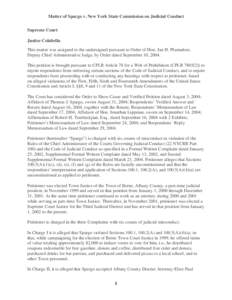 Matter of Spargo v. New York State Commission on Judicial Conduct Supreme Court Justice Colabella This matter was assigned to the undersigned pursuant to Order of Hon. Jan H. Plumadore, Deputy Chief Administrative Judge,