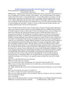 Southern Campaign American Revolution Pension Statements & Rosters Pension application of William Pearce W3590 Nicey fn50NC Transcribed by Will Graves[removed]