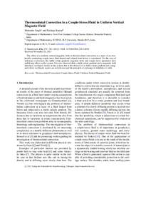 Thermosolutal Convection in a Couple-Stress Fluid in Uniform Vertical Magnetic Field Mahinder Singha and Pardeep Kumarb a b