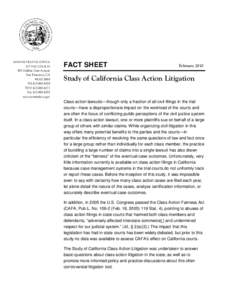 Study of California Class Action Litigation Page 1 of 3 ADMINISTRATIVE OFFICE OF THE COURTS