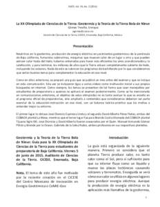 GEOS, Vol. 35, NoLa XX Olimpiada de Ciencias de la Tierra: Geotermia y la Teoría de la Tierra Bola de Nieve Gómez Treviño, Enrique  