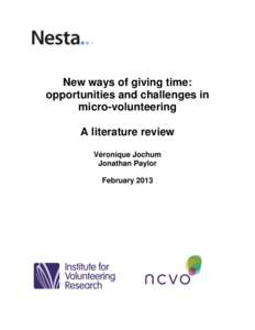 Literature review:  emerging themes of volunteering in nature conservation