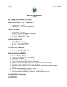 6:30 p.m.  March 12, 2012 COUNCIL-IN-COMMITTEE AGENDA