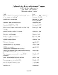 Schedule for Rate Adjustment Process WAPA-143 Rate Adjustment for Firm Power Rate Formula Falcon and Amistad Projects Task Letter to Customer requesting concurrence with renewal