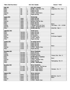 Valley of the Moon Rotary[removed]Calendar July 2013 Friday