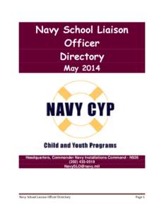 Navy School Liaison Officer Directory May[removed]Headquarters, Commander Navy Installations Command - N926