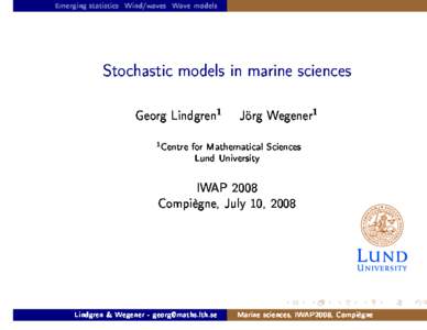 Stochastic models in marine sciences