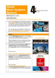 Global Motor Systems Network EMSA Newsletter no[removed]Zurich March 2012