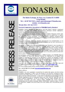 PRESS RELEASE TEMPLATE - 20th QS ASSN. - APRIL 2013