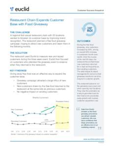 Customer Success Snapshot  Restaurant Chain Expands Customer Base with Food Giveaway The challenge A regional fast casual restaurant chain with 20 locations