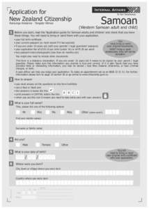 Application for New Zealand Citizenship Samoan  Raraunga Aotearoa - Tangata Hamoa