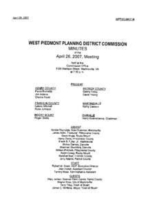 WEST PIEDMONT PLANNING DISTRICT COMMISSION MINUTES of the April 26,2007,Meeting held at the