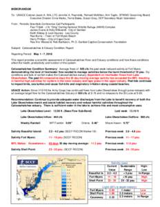 MEMORANDUM To: USACE Colonel Jason A. Kirk, LTC Jennifer A. Reynolds, Richard McMillen, Kim Taplin, SFWMD Governing Board, Executive Director Ernie Marks, Terrie Bates, Susan Gray, DEP Secretary Noah Valenstein From: Per