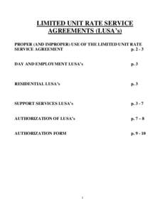 LIMITED UNIT RATE SERVICE AGREEMENTS (LUSA’s) PROPER (AND IMPROPER) USE OF THE LIMITED UNIT RATE SERVICE AGREEMENT p[removed]
