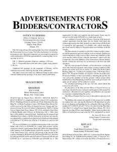 ADVERTISEMENTS FOR  BIDDERS/CONTRACTORS NOTICE TO BIDDERS Office of General Services Procurement Services Group