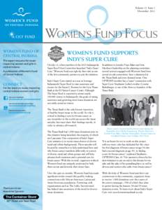 Volume 12, Issue 1 December, 2011 WOMEN’S FUND FOCUS Women’s Fund of Central Indiana