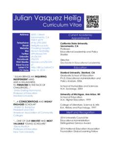 Julian Vasquez Heilig Curriculum Vitae Address: 6000 J Street Sacramento, CATelephone: (