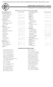 For awards purposes, each county is its own region - except that counties followed by the same number are grouped together as one region.  JANUARY 2015 HIGH SCHOOL SCORE REPORT SUMMARY County/School Name District Of Colu