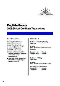 English Literacy[removed]School Certificate Test mock-up