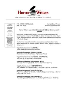 Bram Stoker Award / Horror Writers Association / Joe McKinney / Rocky Wood / Linda Addison / Gary A. Braunbeck / Bad Moon Books / Rain Graves / P. D. Cacek / Literature / American literature / Horror fiction