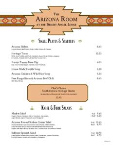 The  Arizona Room at the Bright Angel Lodge  Small Plates & Starters