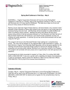 Virginia Cooperative Extension Highland County Office PO Box[removed]Highland Center Drive Monterey, Virginia[removed]2225 Fax: [removed]
