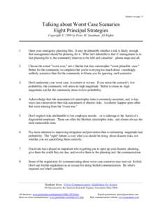 Handout set page 15  Talking about Worst Case Scenarios Eight Principal Strategies Copyright © 1999 by Peter M. Sandman. All Rights