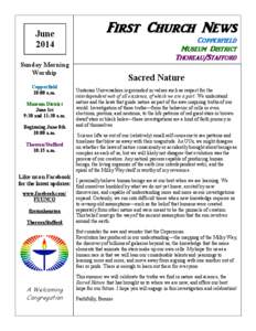 June 2014 First Church News  Copperfield