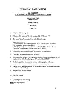 EUROPEAN PARLIAMENT EU-GEORGIA PARLIAMENTARY COOPERATION COMMITTEE MINUTES OF THE 13th MEETING[removed]March 2011