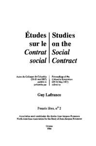 ..,  Etudes Studies sur Ie on the  Contrat Social
