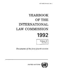 Yearbook of the International Law Commission 1992 Volume II Part One