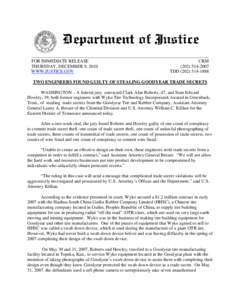 ______________________________________________________________________________ FOR IMMEDIATE RELEASE CRM THURSDAY, DECEMBER 9, [removed]2007 WWW.JUSTICE.GOV