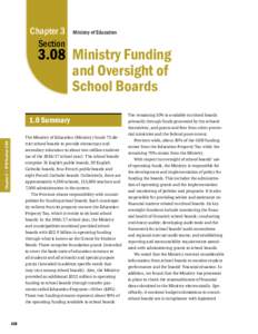 3.08 Ministry Funding and Oversight of School Boards