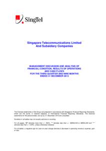 Singapore Telecommunications Limited And Subsidiary Companies MANAGEMENT DISCUSSION AND ANALYSIS OF FINANCIAL CONDITION, RESULTS OF OPERATIONS AND CASH FLOWS