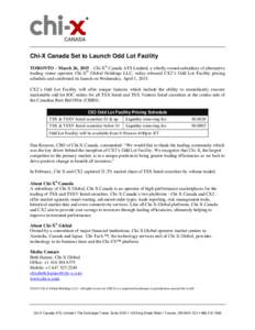 Chi-X Canada Captures Four Percent Market Share of TSX Venture Listed Securities in First Full Week of Trading
