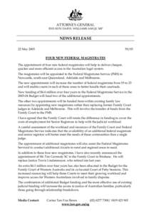 ATTORNEY-GENERAL THE HON DARYL WILLIAMS AM QC MP NEWS RELEASE 22 May 2003