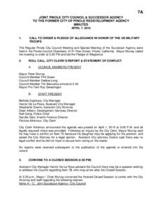 7A JOINT PINOLE CITY COUNCIL & SUCCESSOR AGENCY TO THE FORMER CITY OF PINOLE REDEVELOPMENT AGENCY MINUTES APRIL 7, 2015