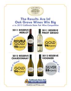The Results Are In! Oak Grove Wines Win Big at theCalifornia State Fair Wine Competition