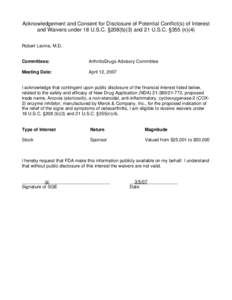 Disclosure Document for a FDAMA Waiver