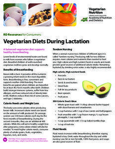RD Resources for Consumers:  Vegetarian Diets During Lactation