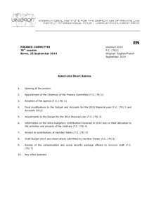 EN FINANCE COMMITTEE 76th session Rome, 25 September[removed]UNIDROIT 2014