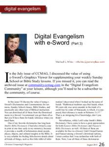 digital evangelism  Digital Evangelism with e-Sword (Part 3) Michael L White - [removed]