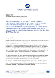 EU ISO IDMP TF_Call for expression of interest